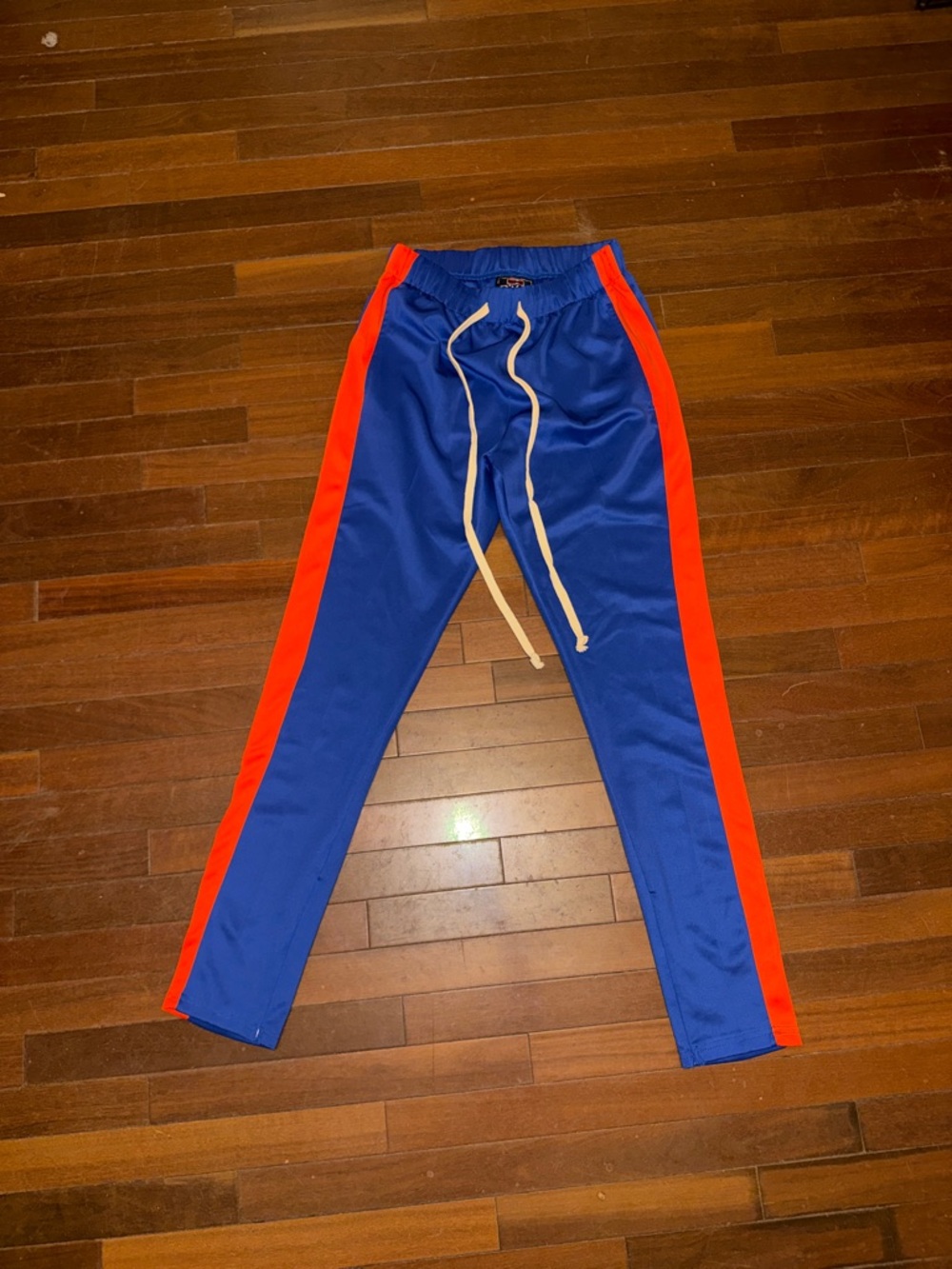 Men's Blue Joggers with orange Stripes